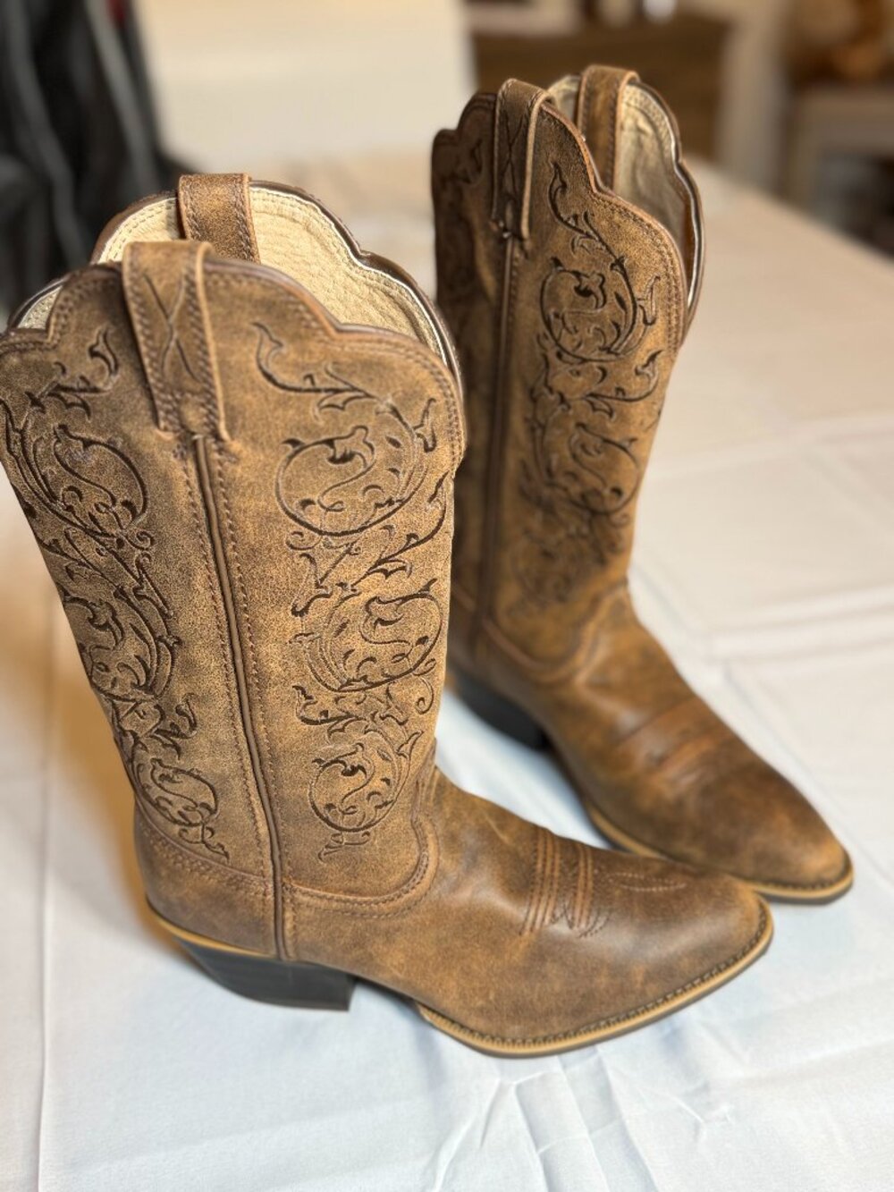 Twisted X Brown Western Leather Boots Women's 8 B Like New!